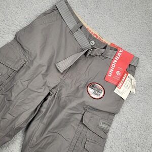 Unionbay Mens Messenger Double Stack Cargo Shorts Gray Belted Size 30 NWT